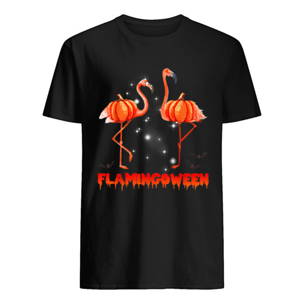 Halloween Custome Flamingo Flamingween Pumpkin Shirt
